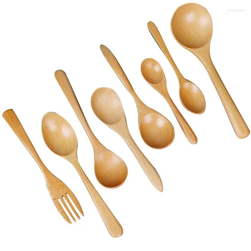 Set di stoviglie cucchiaio cucchiaio creativo carino zuppa anti -scolsa piccola famiglia che mangia in legno manico lungo gli articoli coreani