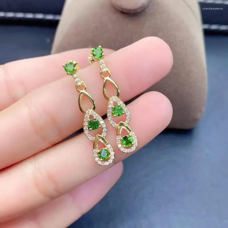 Damızlık Küpeler Sevdiğiniz Gir Doğal ve Gerçek Diopside 925 STERLING Gümüş İnce Takı Küpe için Hediye Tasarlayın