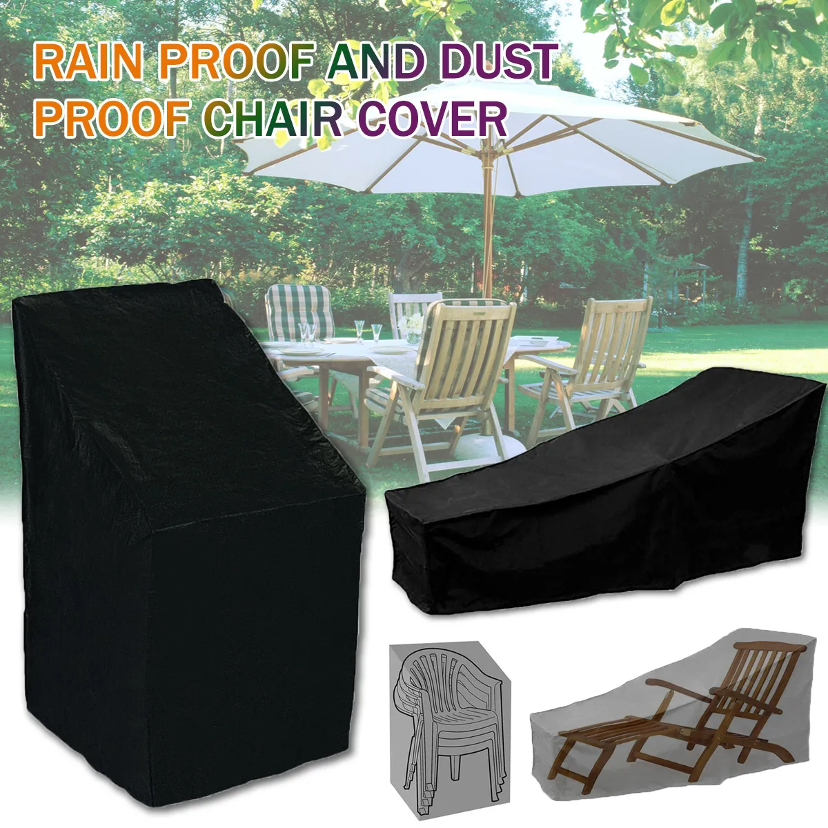 Housses de chaise Housse imperméable d'extérieur pour meubles de jardin, housse de pluie, Protection de canapé, anti-poussière, en Polyester tissé, housse pratique 230823