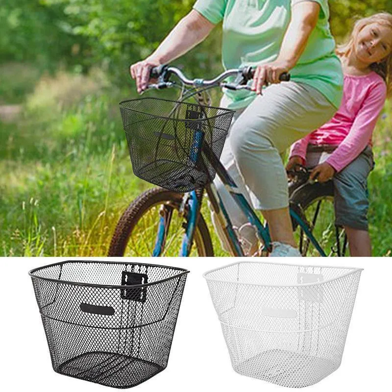 Panniers Bags Kids Bike Basket Iron Bicycle Baskets Handlebar Case Universal Storage Rack Detachable For Ebike Road 230823