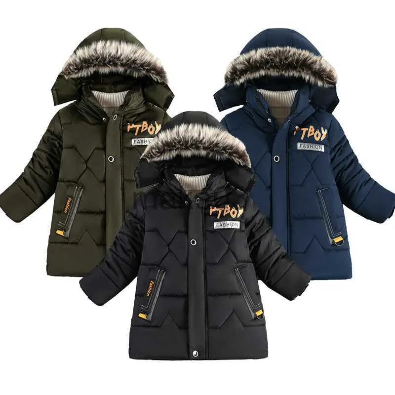 Down Palto Boys Ceketler 510 Yıl 2023 Kış Teen Boy Kalın Sıcak Pamuklu Kapüşonlu Palto Dış Giyim Çocuk Giyim Rüzgar Çekme Ceketleri J230823