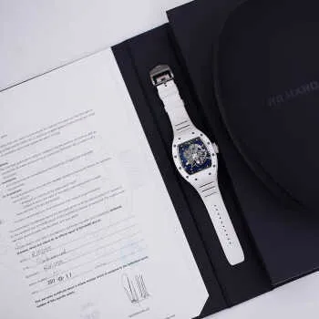 Richardmille 기계식 자동 시계 스위스 유명한 손목 시계 RM055 흰색 세라믹 케이스 MENS를위한 완전히 중공 된 다이얼을 시계 매뉴얼 기계식 SW HBS6