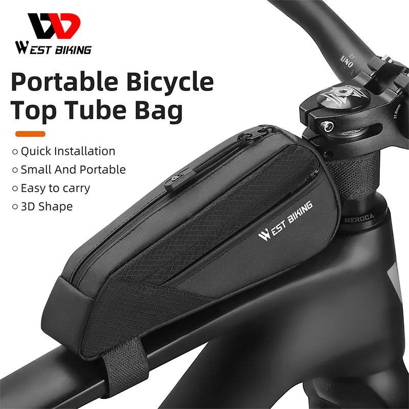 Panniers Bags WEST BIKING Bicycle Top Tube Bag Waterproof Ultralight Portable Phone Cycling Tool Storage Triangle MTB Bike Equipment 230823