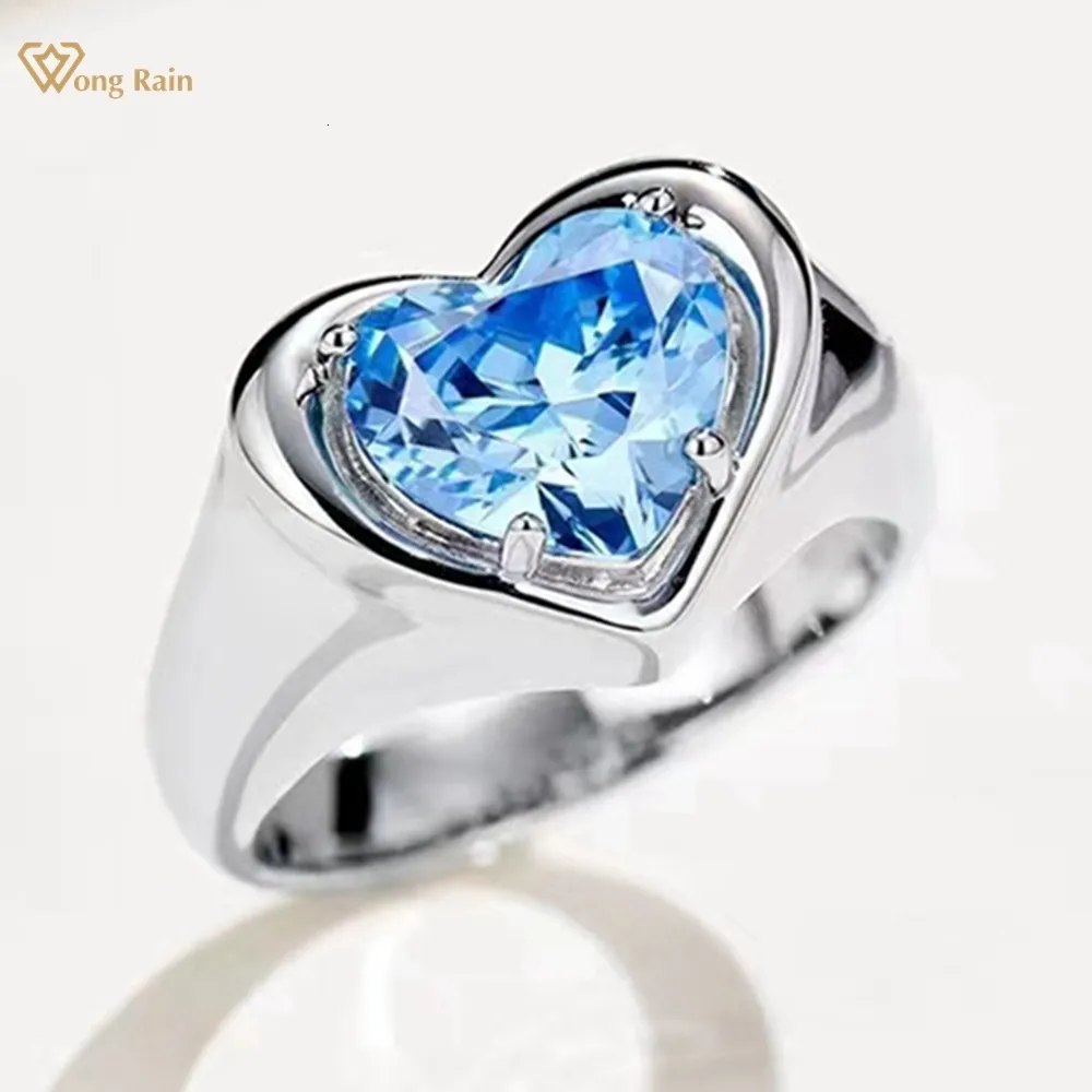 Sterling Silver Heart Ring With Simulated Aquamarine - Solid .925 Silver Love Band, Size 3 - View #10