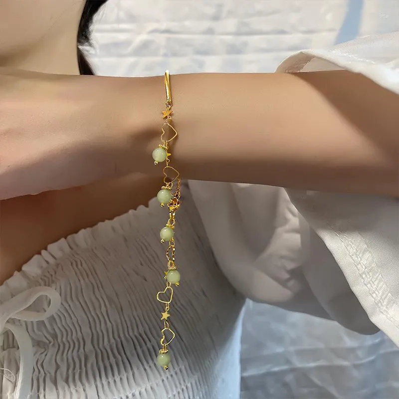 Link bransoletki złoty kolor Tassel miłość do kobiet gwiazd światło hetian jadean biżuteria dziewczyny prezenty urodzinowe