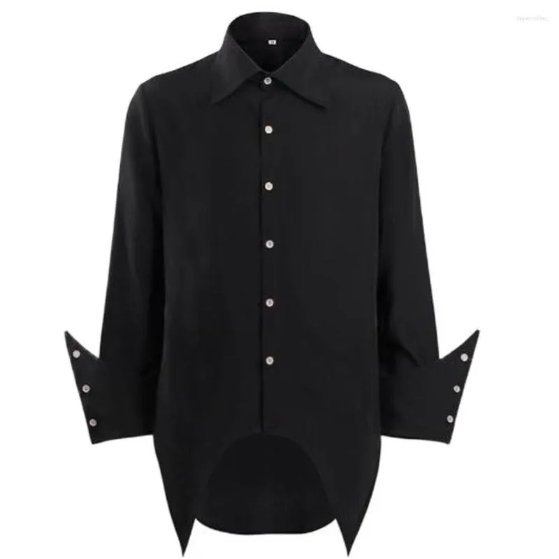 Camisas de vestir para hombres Camisa victoriana para hombres Black Swallow Tail Vampire Steampunk Gothic Manga larga Turn Down Collar Disfraces Tops