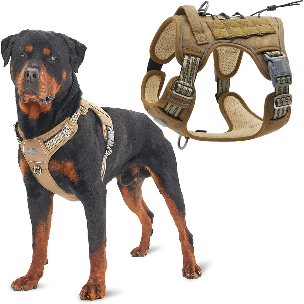 Hundhalsar Leases Tactical Dog Harness för små stora hundar Inget drag justerbart husdjurssele och koppeluppsättning reflekterande K9 -arbetsträning VEST 230823