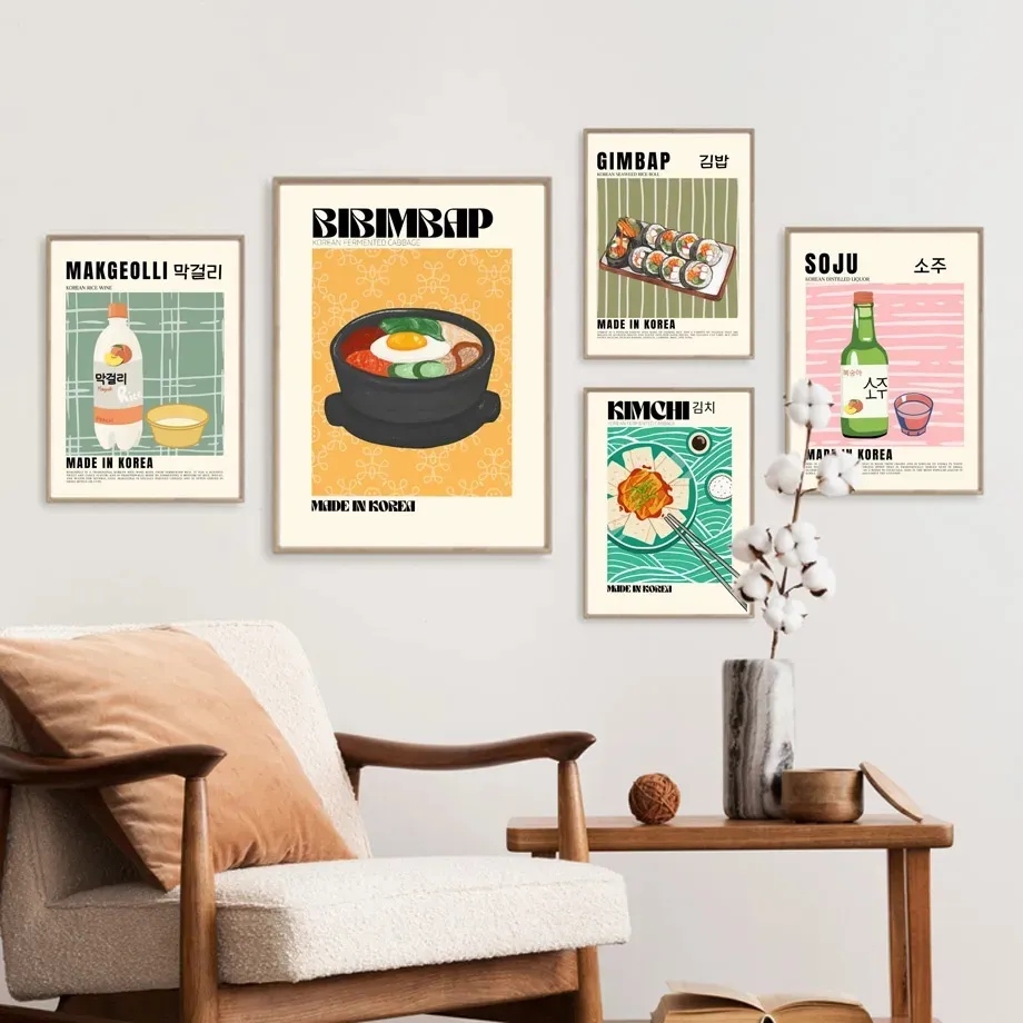 Tela Pittura Cucina Food Coreana Kimchi Wall Art Nordic Retrò Poster E  Stampe Immagini Murali Decorazioni La Sala Da Pranzo Cucine Non Cornice Wo6  Da 2,05 €