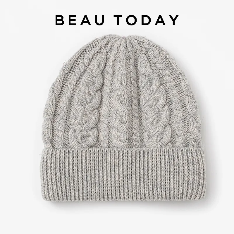 Beanie/Skull Caps BEAUTODAY Warm Woolen Hats Women Genuine Sheep Wool Solid Color Winter Ladies Accessories Handmade 96512 230822