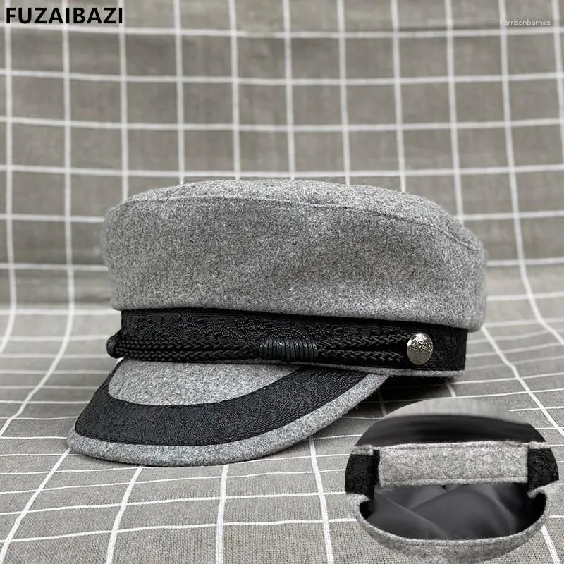 Berets Herumn Winterhüte Military Mütze Spitze Männer Frauen Sboy Woolen Flat Caps Snapback Millinery Casquette Unisex