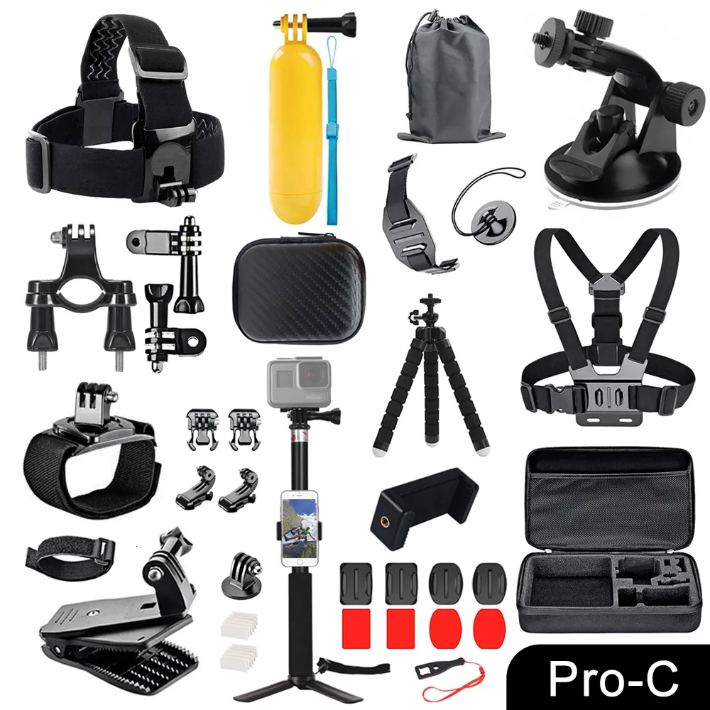 kit de accesorios para cámara GoPro Hero 5 4 3+ 3 2 1 SJ4000 SJ5000, color  negro - plateado