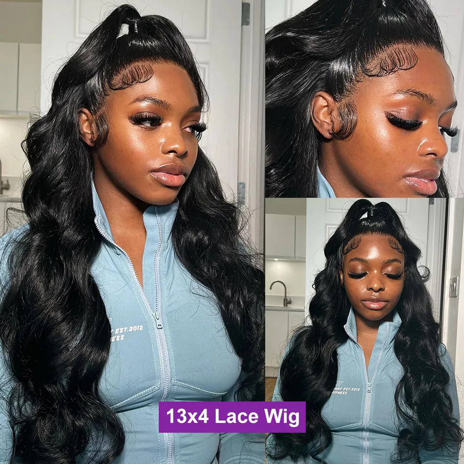 Body Wave 13x6 13x4 Transparant kant Frontale menselijke haarpruiken Braziliaanse Remy 180% 30 40 inch Water Wave 5x5 Lace Sluiting voor vrouwen