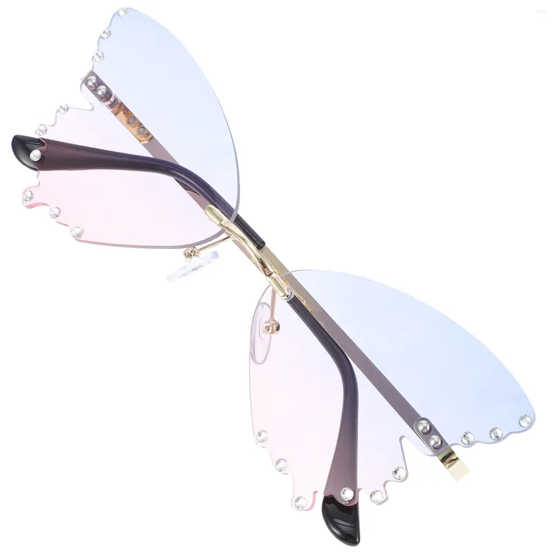 Okulary przeciwsłoneczne Butterfly spersonalizowane damskie motyle motyki po rekwizyty bez krawędzi cosplay dostarcza imprezę dekoracyjną