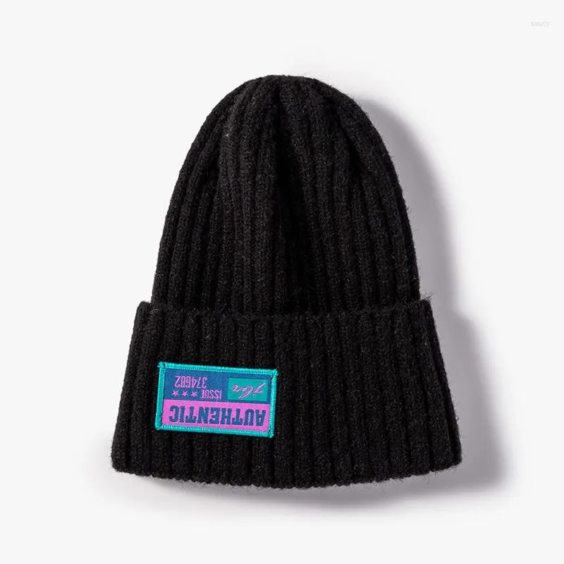 Berets Autumn Cashmere Chonited Women's Hat Label Men Skullcap Winter Outdoor Dark Dark Cleage for Pointed Top Beanies