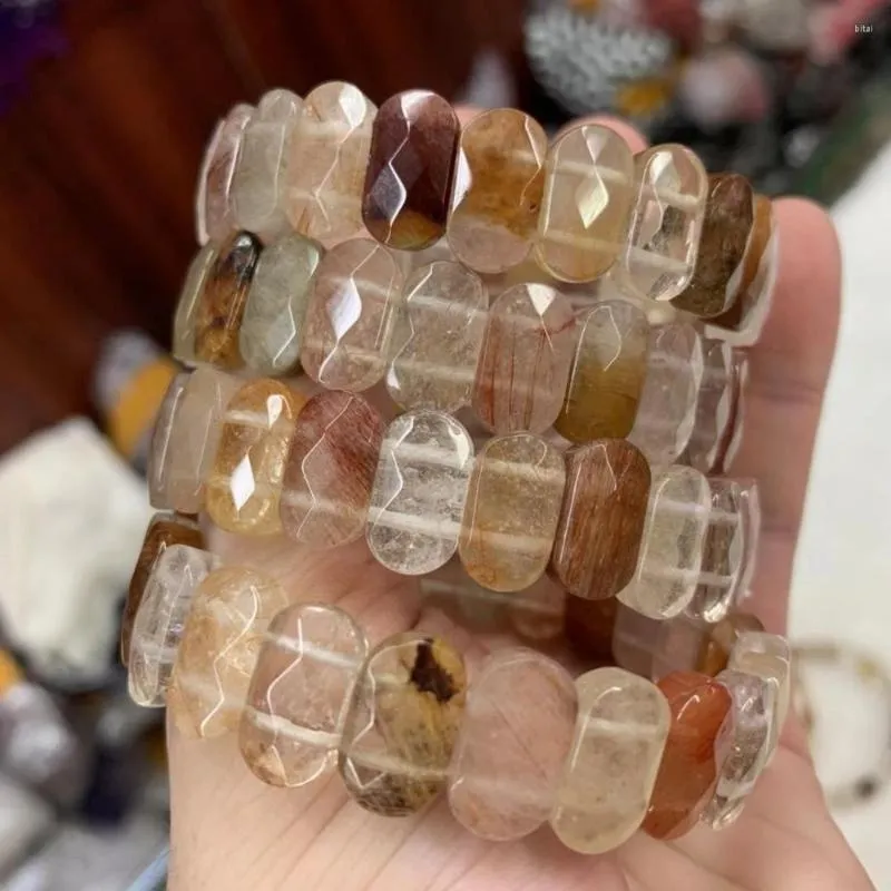 STRAND Mixed Rutilated Quartz kralen Bracelet Natural Gem Stone sieraden Bangle voor vrouwelijke man Groothandel!