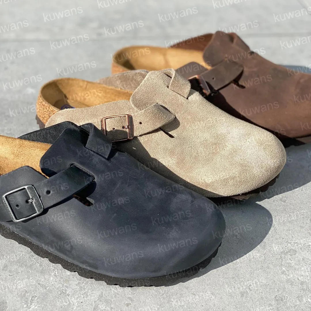 Designer bostony zatyka sandały kapcie Cork Flat Fashion Summer Leatt Slajda Ulubione buty plażowe Kobiety mężczyźni Rozmiar 35-45