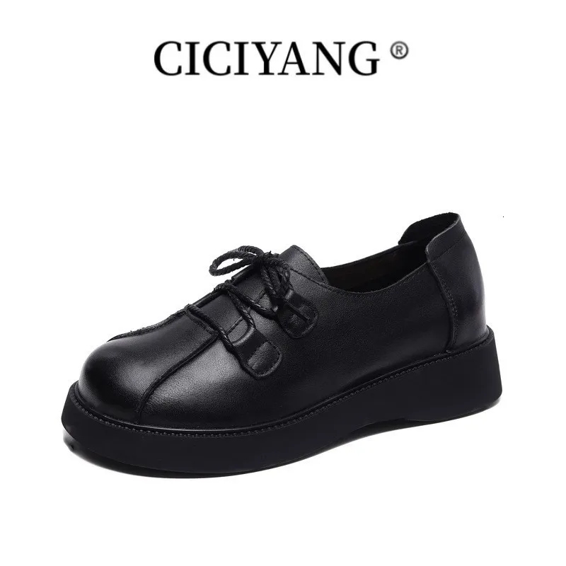 Scarpe eleganti ciciyang loafer vera pelle 2023 primavera quadrata di punta y donna casual garza in stile britannico 230823