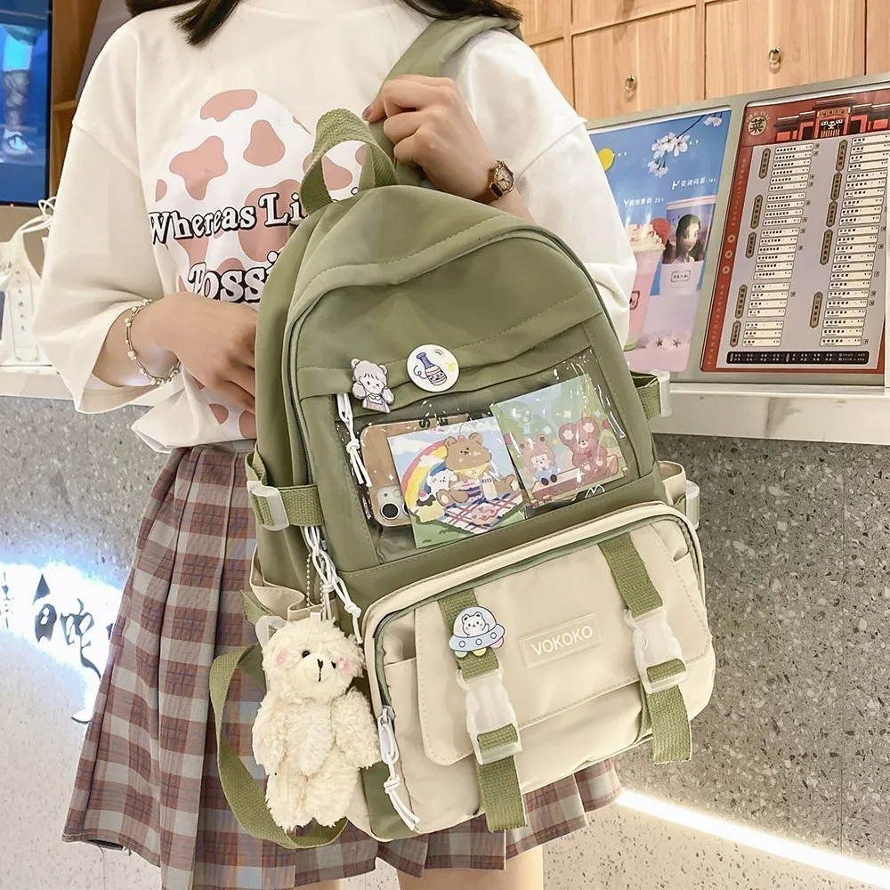 Sacos escolares Kawaii Mulheres Mochila Impermeável Saco Para Adolescente Menina Estudante Bookbag Laptop Rucksack Bonito Feminino Viagem Bagpack Mochila 230823