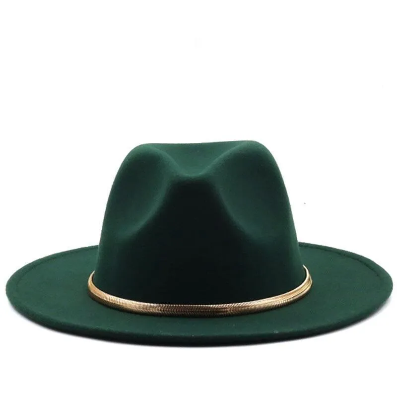 Wide Brim Hats Bucket Blackgreen Simple Church Derby Top Hat Panama Solid Felt Fedoras for Men Women artificial wool Blend Jazz Cap 230822