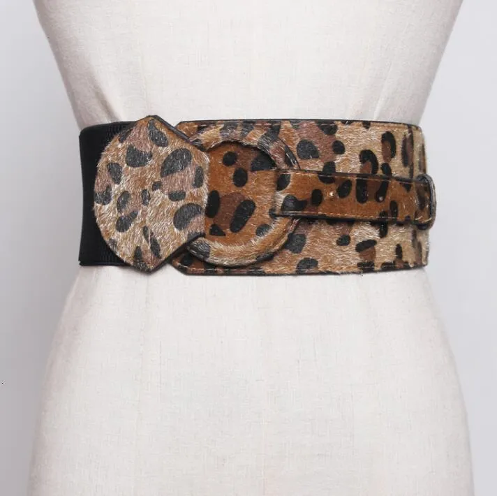 Neck Tie Set Women s runway fashion leopard faux leather Cummerbunds female Dress coat Corsets Waistband Belts decoration wide belt R1752 230822