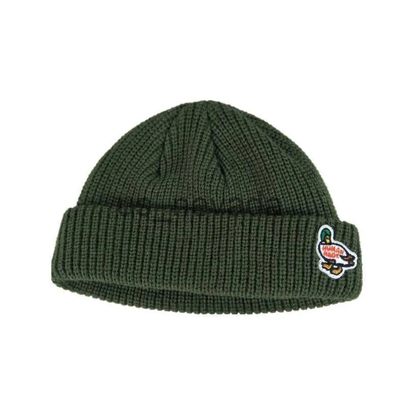 Beanie/Skull Caps stickad hatt melon hud hatt kort kall hatt anka isbjörn liten gris broderad pullover vinter hatt j230823