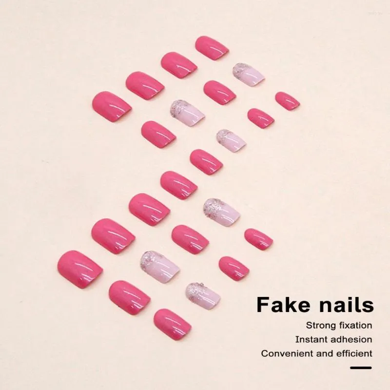 Falska naglar lätt trim chic europeiska inspirerade rosa falska minimalistisk stil multifunktionell skrapbeständig