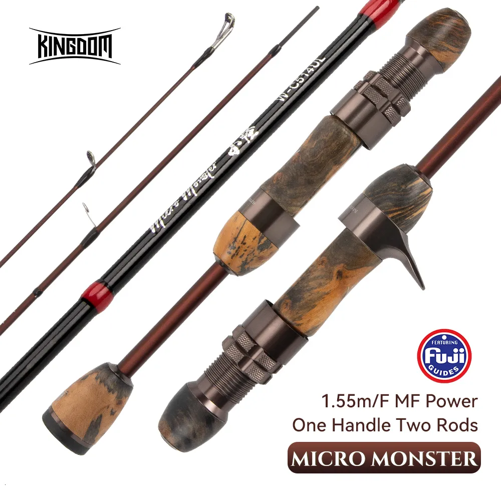 Holds de pesca de barco Kingdom Micromonster Trout 1.55m 2 e 3 Seção Casting Rod Fuji Guia UL POLE DE EJECE DE ENCRIMENTO DE VIAGEM