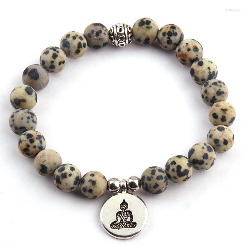 Charm armband mode vackra 8mm natursten handled mala buddha armband armband