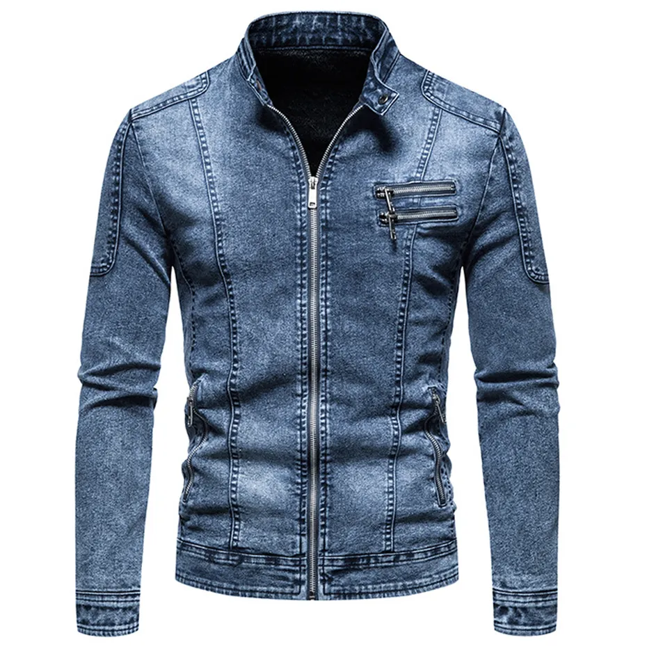 Jaquetas masculinas jaqueta jeans preta homens moto moto de moto casacos primavera outono slim jacket moda moda stand colar de jeans de jeans 230823