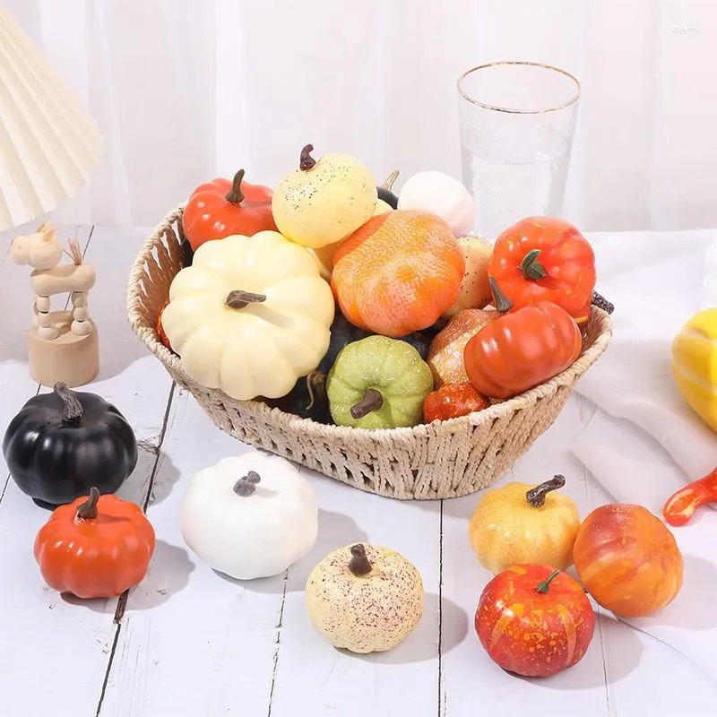 Decorative Flowers Artificial Pumpkins Autumn Halloween Decor For Home Rustic Vegetable Harvest Fall Thanksgiving Decorating Kitchen Props