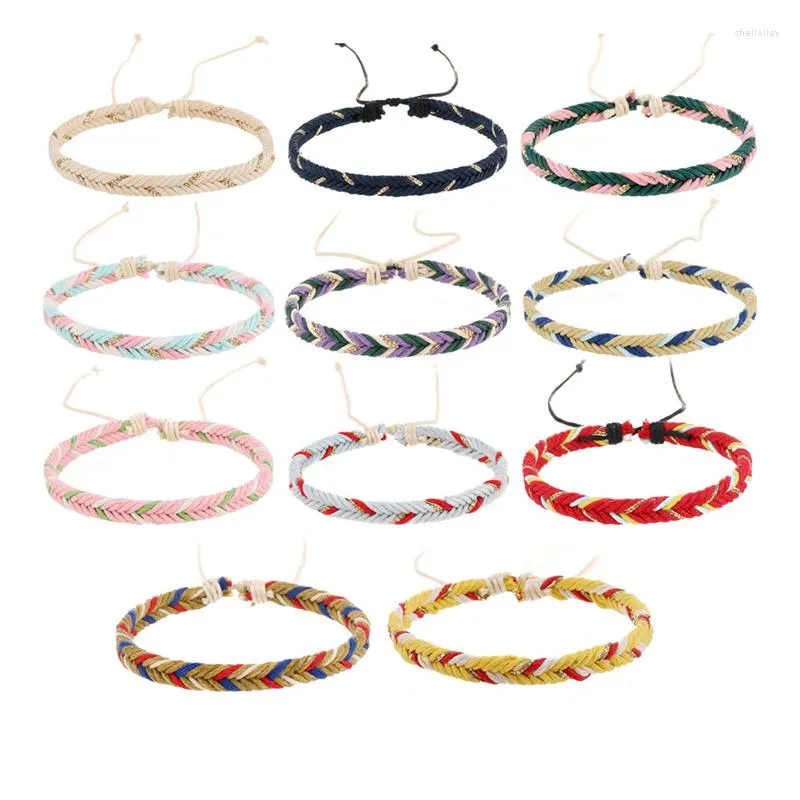 Bracelets de charme Été Multistring Tressé Femmes Hommes Étanche Ciré Chaîne À La Main Océan Sportif Surf Jewelr