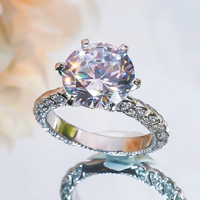 Bröllopsringar lyx 5 karat d färgring certifikat s925 sterling silver pt950 platina pläterad för kvinnor fina smycken 230822