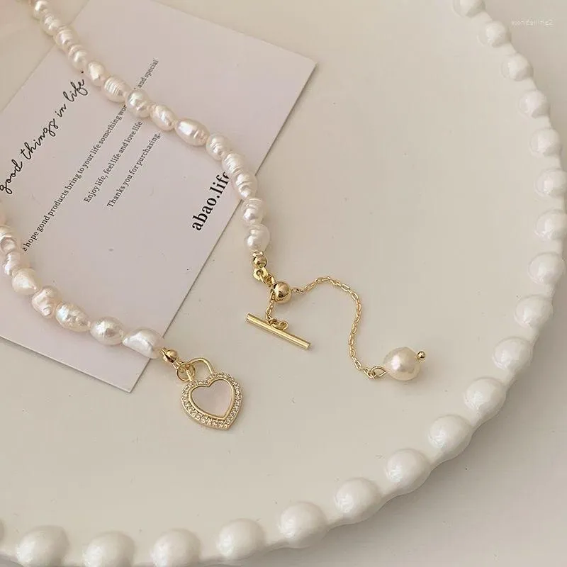 Collane a ciondolo 2023 Fashion Kpop Pearl Choker Collana per le donne Clavicle Heart Chain Elegant Charm Wedding Jewelry Regali