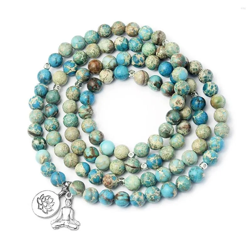 Strand Natural Imperatore Turquoise Bracciale Zen Lotus Buddha Stone Fashion Gioielli di lusso all'ingrosso