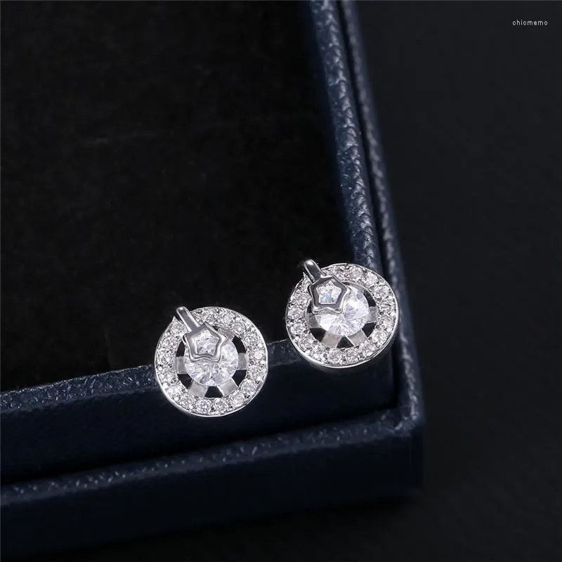 Stud Earrings Creative Meteor Student Trend Personality Charm Women Birthday Present Simplicity All-Match Inlaid Zircon Jewelry