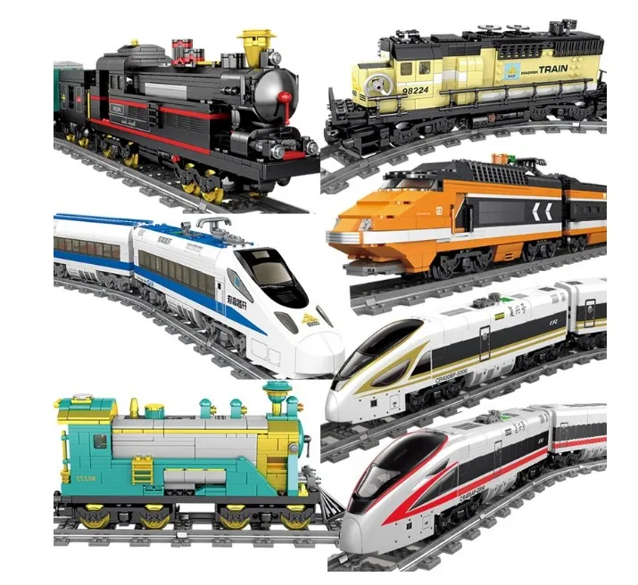 Partihandel Tåguppsättning Toy Custom Train Model Build Kit Building Blocks Toys Mechanical Rail Trai Figures Model Kit Train Block Diy Toy for Children Christmas Gifts