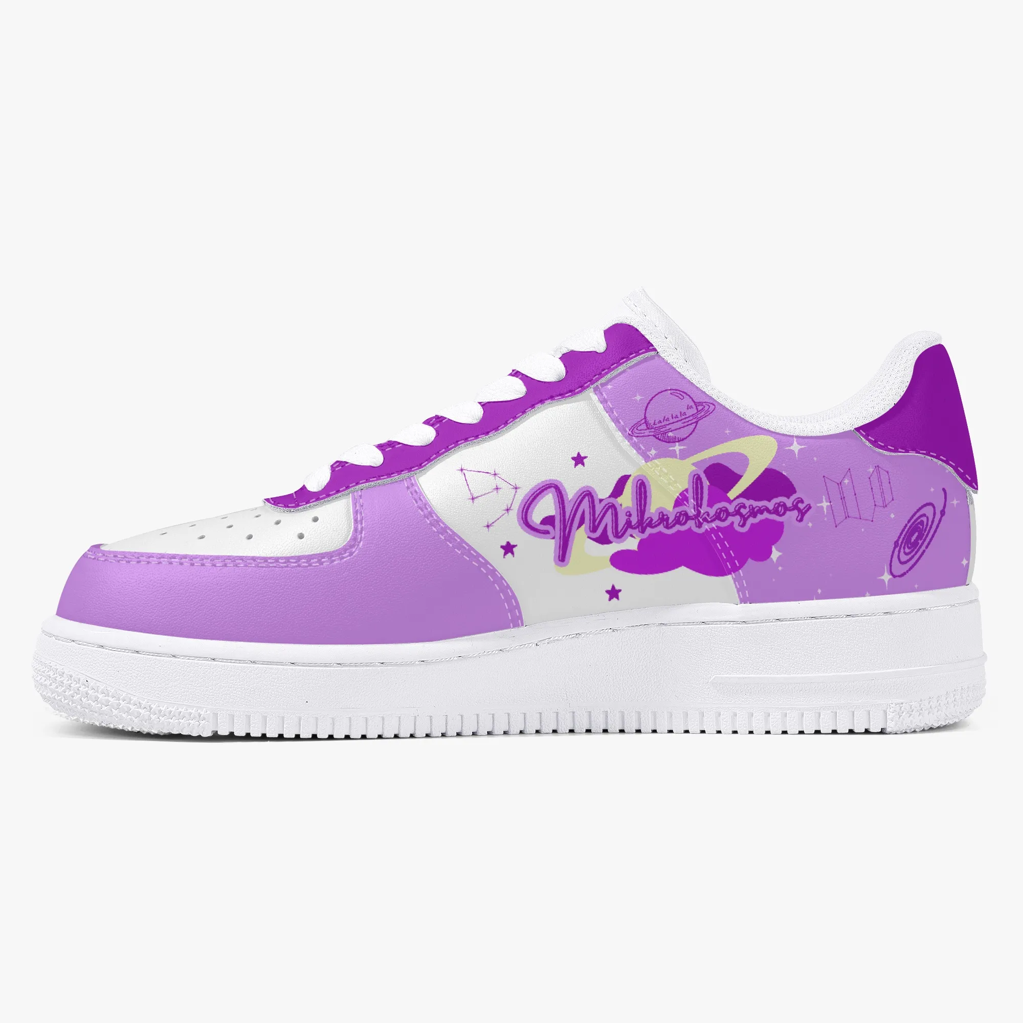 Chaussures personnalisées pour hommes, chaussures décontractées à la mode, bricolage, chaussures pour femmes, semelle blanche, corps blanc violet, icône violette 87616