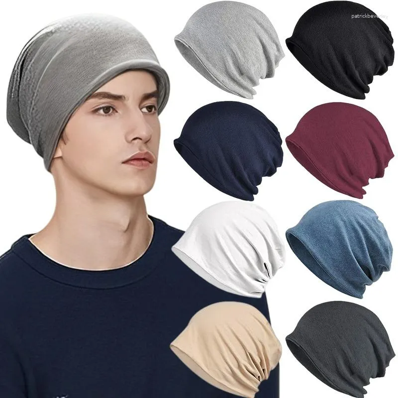 Berets Cotton Slouchy Beanie Hip-Hop Soft Lightweight Running Adult Dwarf Hat Chemo Cap For Men Women Sleep Stretchy