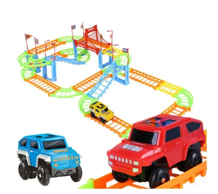 Groothandel Achtbaan Aangepaste rollenset Kid Creatief doe-het-zelf speelgoed Tramspoorauto Bouwstenen Elektrische hogesnelheidsrail Gezamenlijke achtbaanspeelgoed Kerstcadeau