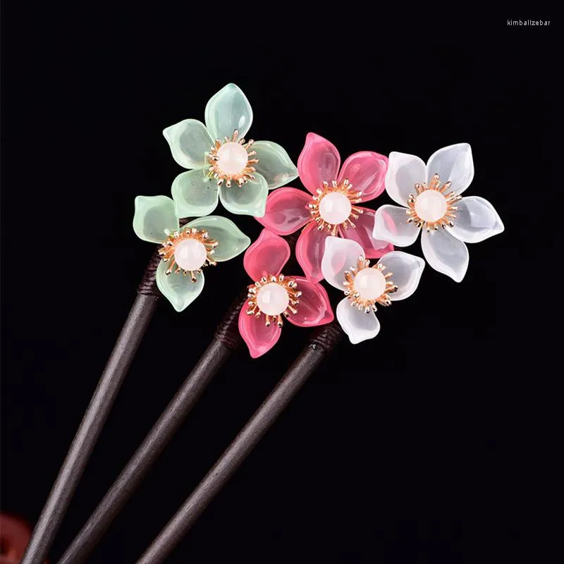 Hair Clips Classic Flower Sticks Wooden Hairpins Clip Traditional Chinese Women's Bride Headpiece Jewelry Accessories