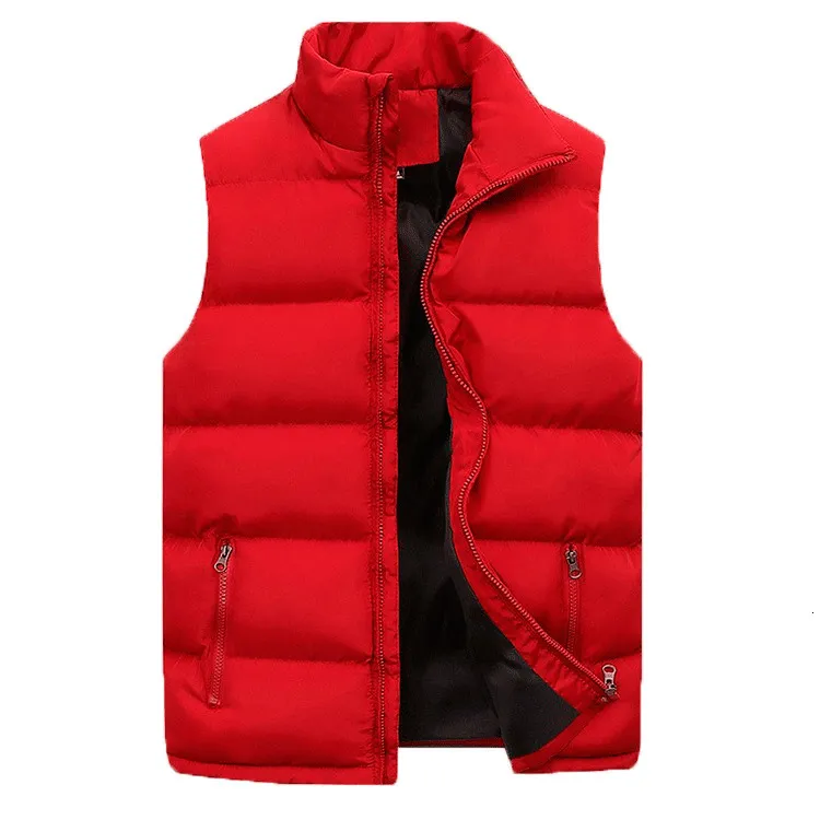 Män s västar Autumn Winter Warm Men Lose Waitcoats Casual Solid Sleeveless Stand Collar Zip Cotton Pad Vest Coats Outwear BSDFS M 03 230822