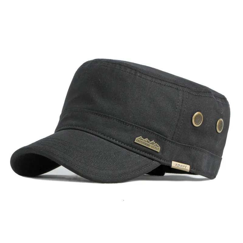 Berets wuaumx Casual militaire hoeden voor mannen vrouwen platte top cap lente zomer leger solide zon hoed verstelbare Kapelusz 230822