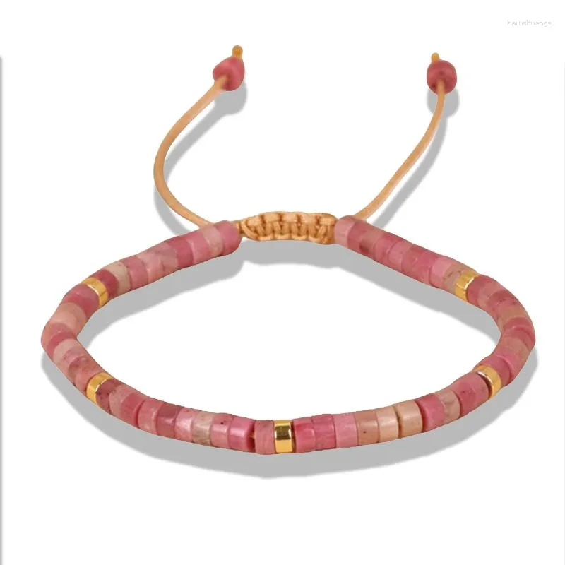 Braccialetti di pietra viola regolabile al quarzo rosa