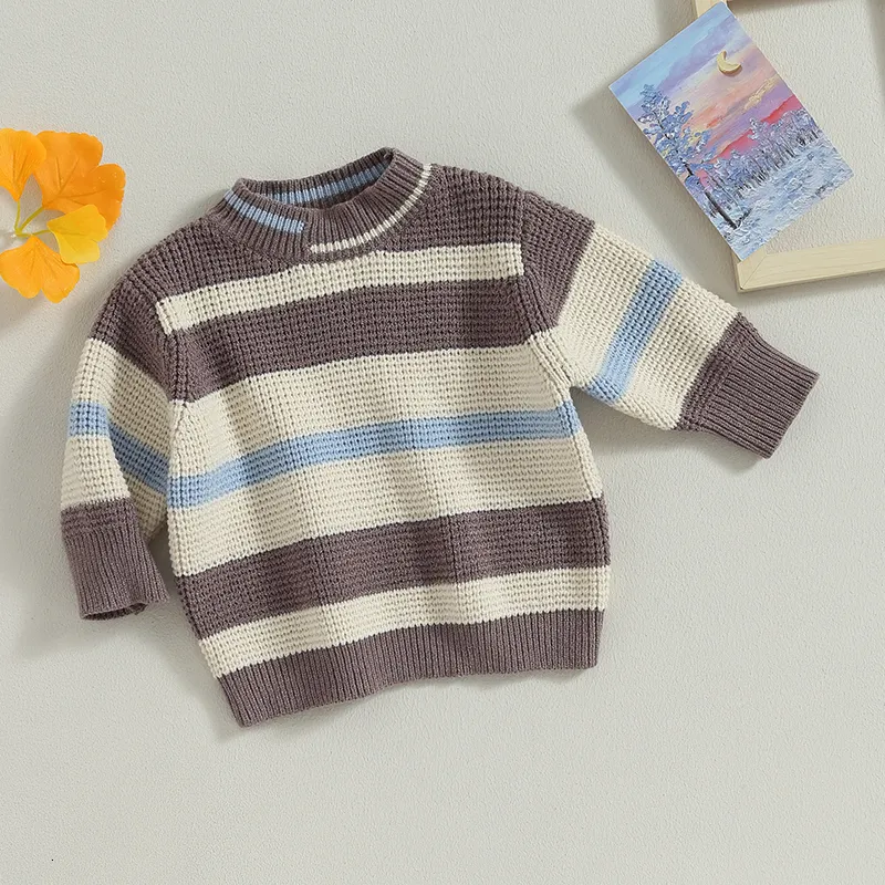 Pullover 03y Sweter Sweter dziecięcy dzianin Autum Winter Boy Girl Ubranie okrągła szyja Kid Owezyjna odzież maluszowa 230823