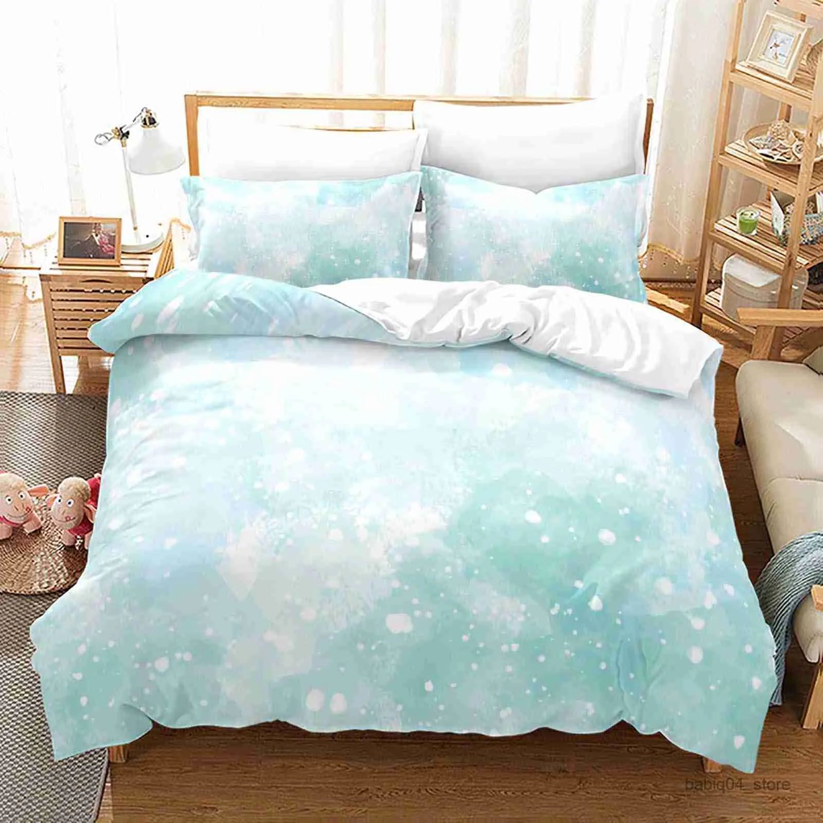 Наборы для постельных принадлежностей градиент облачный одеял, набор красочных печатных постельных принадлежностей для девочек Женские спальни декоративные покрывающие покрытия R230901