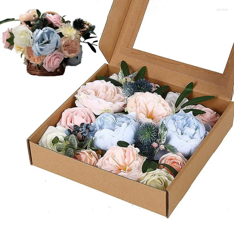 Decorative Flowers Wedding Cake Artificial Silk Flower Combo Box Realistic Home Decorations For Garlands Arrangement