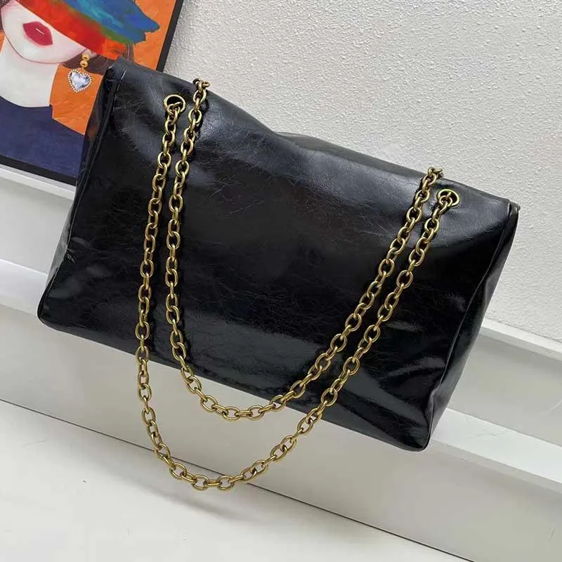 Bolsos de noche Vintage Costura de cuero de gran capacidad Bolso cruzado plegable Bolso de mujer Embrague Moda Multifuncional Hombro de cadena