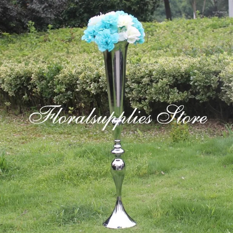 Décoration de fête 90 cm de haut support de fleurs en métal vases de mariage pièce maîtresse de table événement route plomb Silver313q