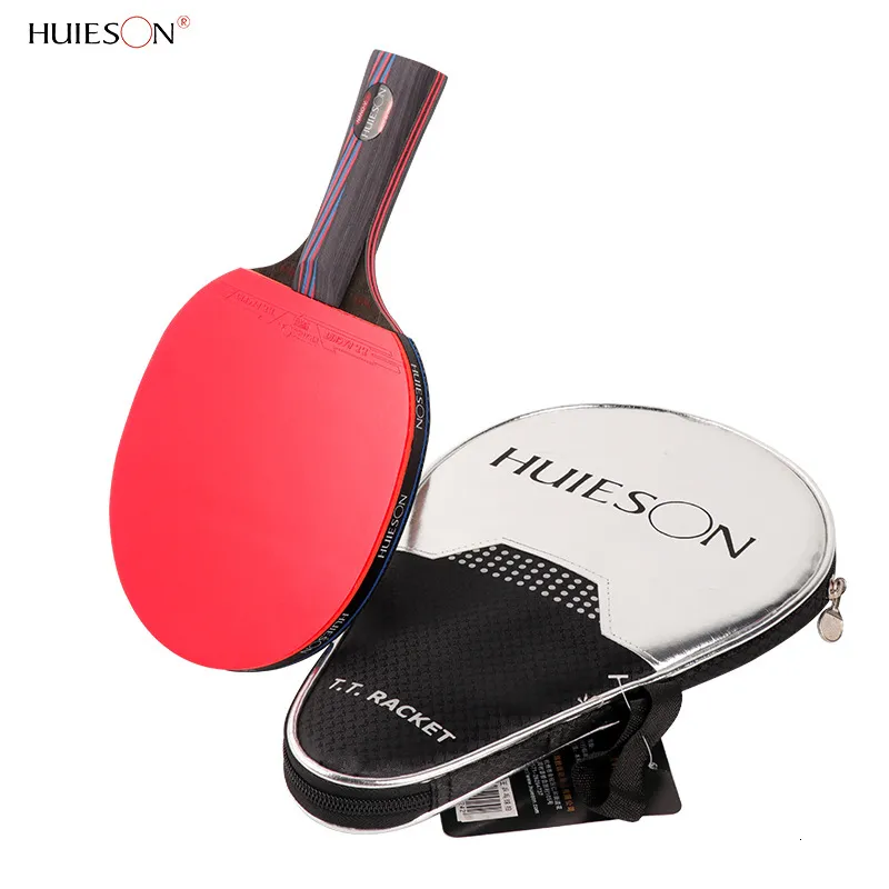 Tafel tennis raquets huieson koolstofvezel racket mes dubbele gezicht puistjes rubberen ping ping pong peddel voor senior spelers 230822