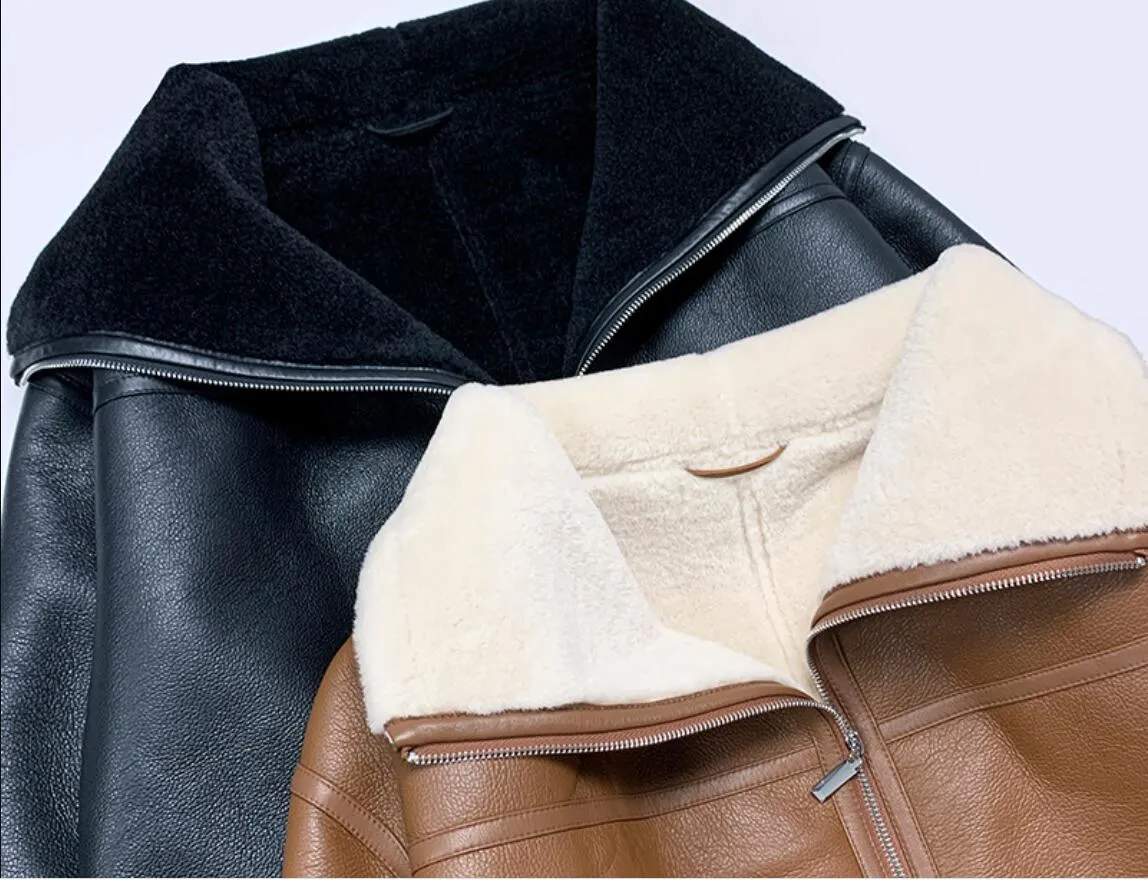 Stylish T Shaped Fur Shearling Leather Jacket With Lapel Zipper For Autumn And Winter Eco Friendly And Integrated Wool Blend Ideal For Motorcycle Riding From Jinguangcanlan558, $260.74 | DHgate.Com Stylish T Shaped Fur Shearling Leather Jacket With Lapel Zipper For Autumn And Winter Eco Friendly And Integrated Wool Blend Ideal For Motorcycle Riding From Jinguangcanlan558, $260.74 | DHgate.Com